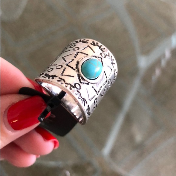 ✨Boho Antiqued Silver & Turquoise Ring Set✨ - Picture 3 of 4